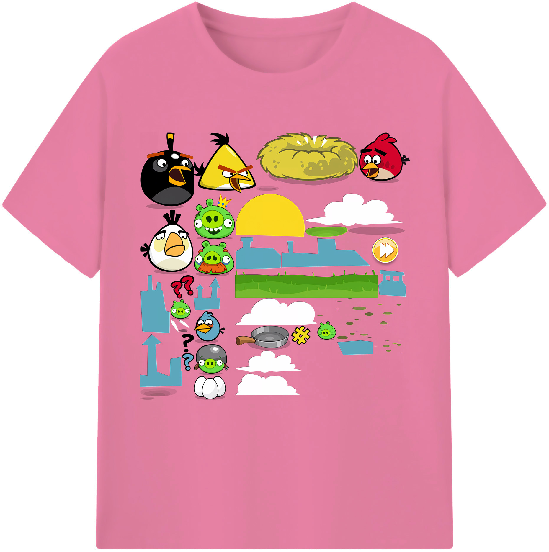 （画像用） Angry Birds アングリーバード 綿100％半袖Tシャツ（フロントプリント）